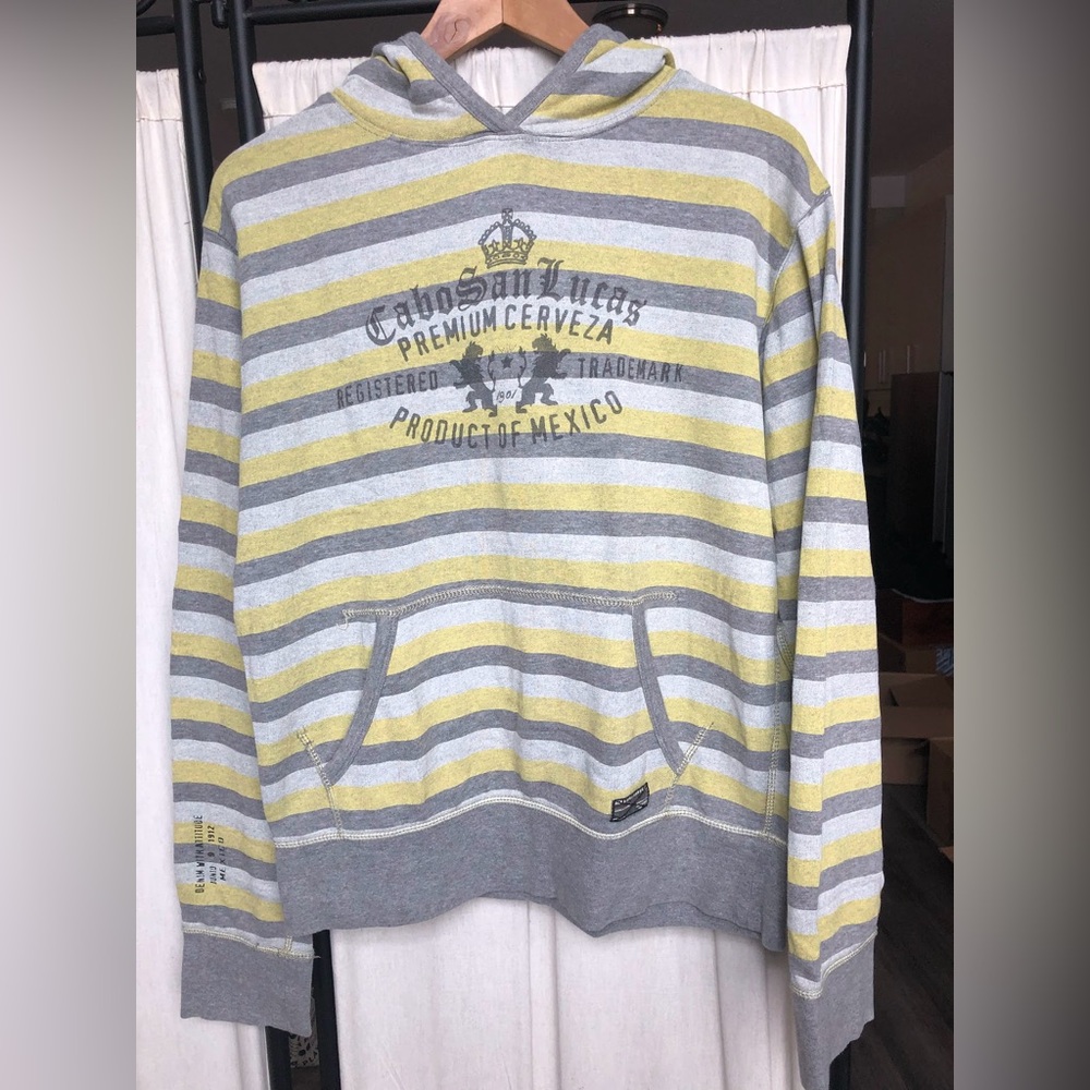 Jack & Jones Hoodie Sweater Yellow Gray Stripes